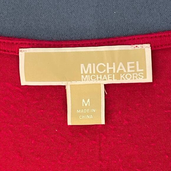 MICHAELMicharl Kors Red Layered long Sleeve V Neck Blouse Med Pre-Owned - Picture 4 of 10